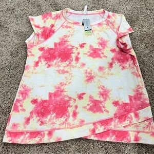 Ideology Pink and Yellow Tie-Dye Short Sleeve Tee
